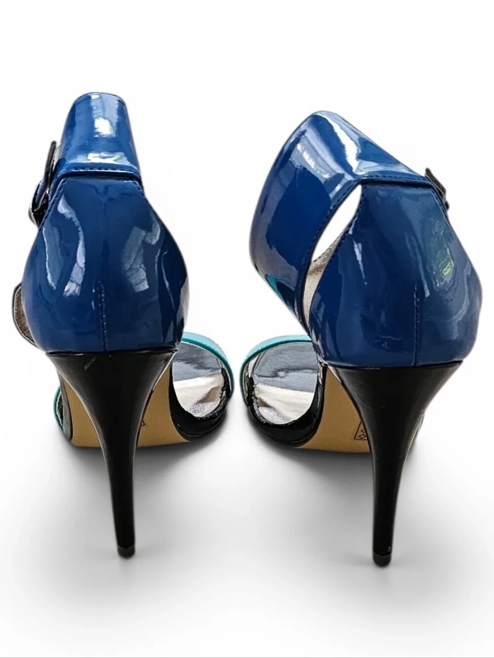 Michael Antonio Blue Teal Patent High Heel Sandals Size 7.5